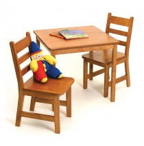 Lipper Child's Square Table & 2 Chairs Set - Pecan