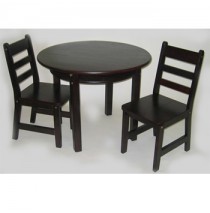 Lipper Child's Round Table & 2 Chairs Set - Espresso