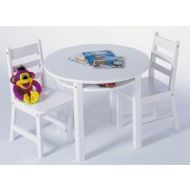 Lipper Child's Round Table & 2 Chairs Set - White