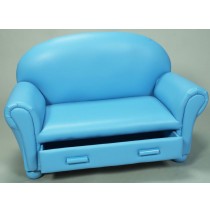 Blue Upholstered Chaise Lounge W/ Pull Out Drawer