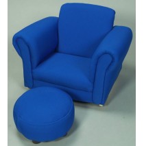 Blue Rocking Upholstered Chair with Ottoman