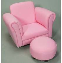 Pink Rocking Upholstered Chair with Ottoman