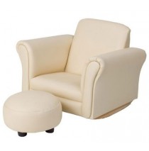 Beige Rocking Upholstered Chair with Ottoman