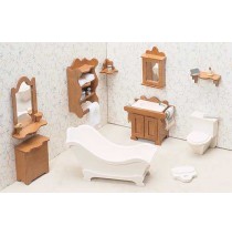 Wood Dollhouse Furniture Kit - The Bathroom Furniture