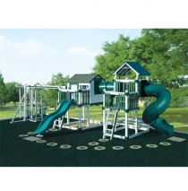 Swing Kingdom Tunnel Escape Playhouse Vinyl Swing Set - 4 Color Options