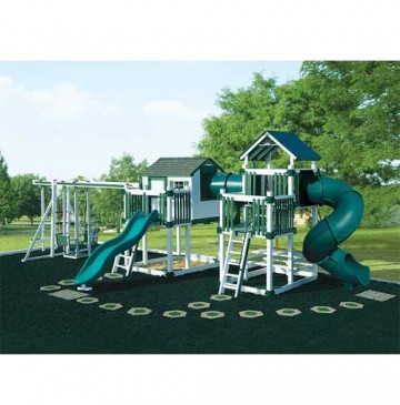 Vinyl Tunnel Escape Playhouse Swing Set