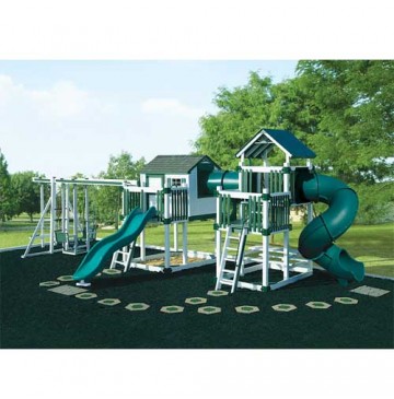 Swing Kingdom Tunnel Escape Playhouse Vinyl Swing Set - 4 Color Options - C3TE-white-green-360x365.jpg