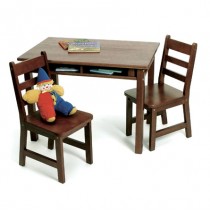 Lipper Child's Rectangle Table & 2 Chairs Set - Walnut