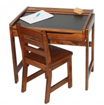 Lipper Child's Desk With Chalkboard Top & Chair - Walnut