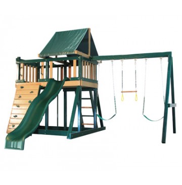 Kidwise Congo Monkey Playsystems  #1 Swing Set in Green & Sand - Monkey-1-WonderWaveSlide-360x365.jpg