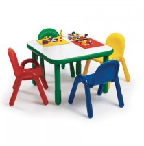 Angeles Baseline Square Table & 4 Chair Set - Primary Colors