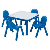 Angeles Baseline Square Table & 4 Chair Set - Blue