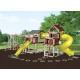 Swing Kingdom Tunnel Escape Playhouse Vinyl Swing Set - 4 Color Options - c3t-almond-red-yellow.jpg