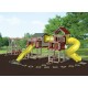 Swing Kingdom Tunnel Escape Playhouse Vinyl Swing Set - 4 Color Options - c3t-clay-red-yellow.jpg
