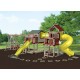 Swing Kingdom Tunnel Escape Playhouse Vinyl Swing Set - 4 Color Options - c3t-clay-red-yellow.jpg