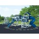 Swing Kingdom Tunnel Escape Playhouse Vinyl Swing Set - 4 Color Options - c3t-white-blue.jpg