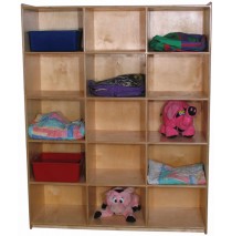 Maple Jumbo Cubbies for 15, 60''h  (Mainstream shown)