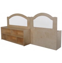 Mainstream Wave Design Room Divider w/24''h Storage w/2 Shelves & Dividers, 48"w x 15-3/4"d x 52"h