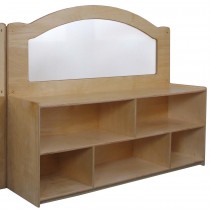 Mainstream Wave Design Room Divider w/24''h Storage w/2 Shelves & Dividers, 60"w x 15-3/4"d x 52"h