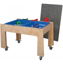 Mainstream School Age Double Sensory Table w/locking casters, 48''w x 28Â½''d x 30''h