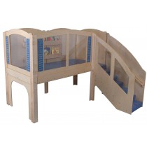 Strictly For Kids Mainstream Older Toddler Explorer 2 Wave Loft, steps on Right, Beige carpet (blue shown).