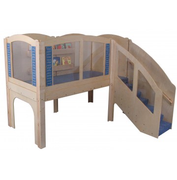 Strictly For Kids Mainstream Older Toddler Explorer 2 Wave Loft, steps on Right, Beige carpet (blue shown). - sf5042tr_otodexp2loftr-360x365.jpg