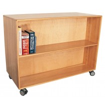 Deluxe Mobile Double faced Bookcase w/4'' locking casters, 48''w x 22''d x 60''h, 4 shelves (30''h w/2 shelves & 3'' casters shown)