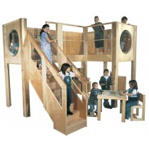 Strictly For Kids Mainstream Explorer 10 Loft, 157''w x 107''d x 94''h, 52''h deck, 49''h head clearance (Deluxe School Age shown; Loft only, furniture not included)