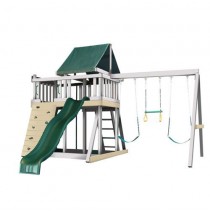 Kidwise Congo Monkey Playsystems  #1 Swing Set in White & Sand with Green Accessories