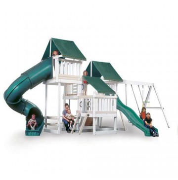 Kidwise Congo Monkey Playsystems  #4 Swing Set White & Sand Wood With Green Accessories - monkey4ingreenandwhite-360x365.jpg