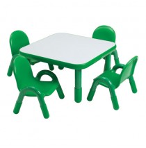 Angeles Baseline Square Table & 4 Chair Set - Green